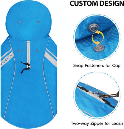 VIVAGLORY Short Dog Leash + Dog Raincoat, Rain Jacket with Harness Hole & Hood, Leash with Soft Padded Handle for Training