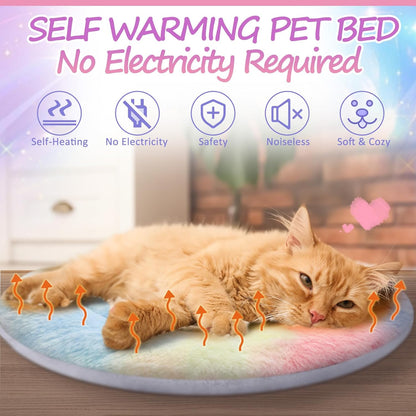 VitalCozy 2 Pack Self Warming Cat Pad Self Heating Pad Bed Reversible Machine Washable Reflects Body Heat Warm Thermal Pet Mat Crate Blanket for Feral and Indoor Cat(16'',Tie Dye)
