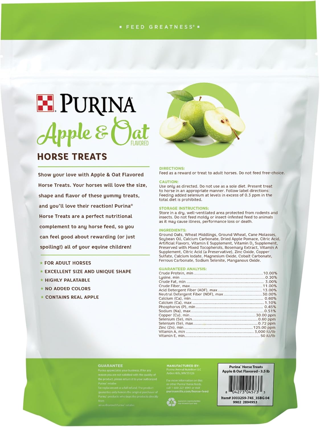 Purina | Apple and Oat Flavored Horse Treats | 3.5 Pound (3.5 lb) Bag