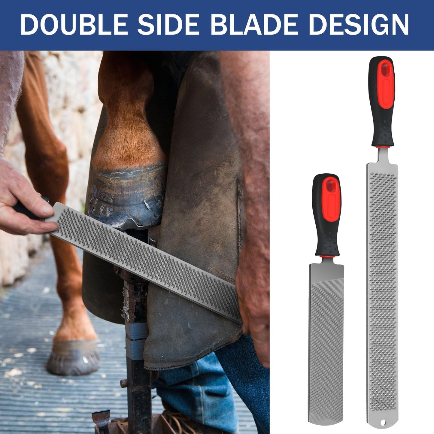 Gisafai 2 Pcs 18 and 12 Inch Rasps for Shoeing Horses with Handle Trimming File Carbon Steel Farrier Tools for Repair Horse Hooves Goat Hooves Cow Donkey Pig Animal Repairing Wood Working Supplies