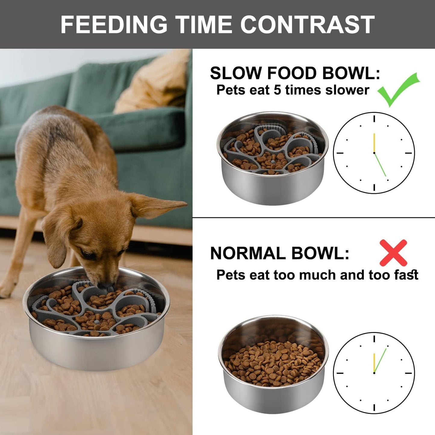 Dog Slow Feeder Bowls Silicone Spiral Pet Food Feeder Insert to Slow Down Eating for Large Medium Small Breed Dogs Perfect with Stainless Steel Glass Ceramic Pet Bowls (Grey)
