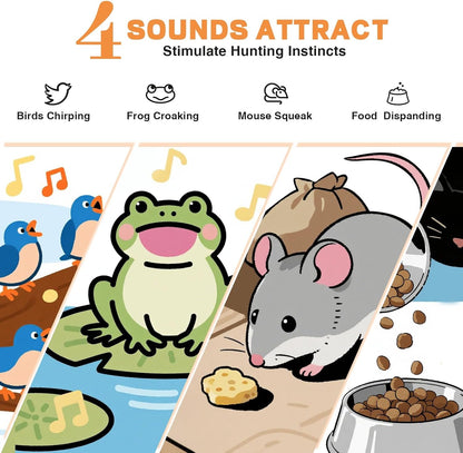 Cat Toys, Interactive Kitten Toys Indoor Cats, USB Rechargeable Electronic Smart Exercise Toy, Motion Activated Fast Moving Chirping Stimulating Light, 2 Feather Tails (White)