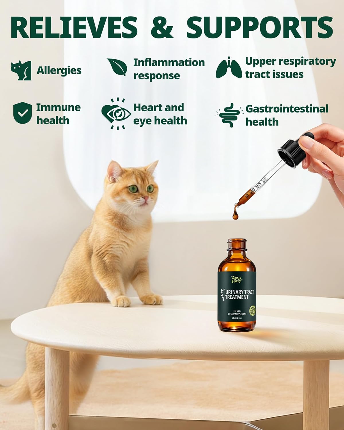 Antibiotic for Cats, Natural Cat Antibiotic Supplement with L-Lysine for Immune Support & Allergy Relief, Respiratory Health, Sneezing, Runny Nose, Infections, for All Cats, Chicken Flavor - 2 Oz