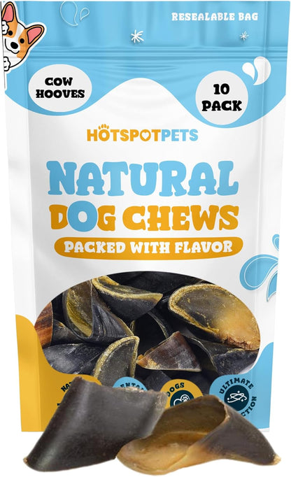 Full-Size Cow Hooves for Dogs | (10 Pack) All-Natural Long Lasting Dog Chews | Made from Grass Fed Cattle | Tasty Treat for Oral Hygiene | Fantastic Alternative for Rawhide and Bully Sticks