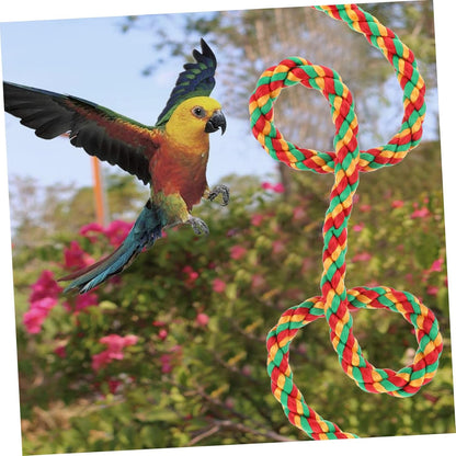 Happyyami 2pcs Rope Perch Set for Parrots Budgies and Macaws Multi-Purpose Chewing Toy Natural Material Lengths