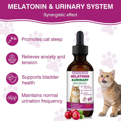 Cat Melatonin with Cranberry Extract – Calming Supplement for Cats to Ease Anxiety and Stress, Promote Relaxation and Better Sleep, Supports Urinary Tract Health