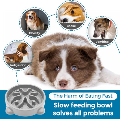 VANNON Slow Feeder Dog Bowls Non Slip Puppy Bowl Durable Dog Puzzle Feeder Bloat Stop Food Bowls for Puppy and Small Dogs, BPA Free, 1 Cup, Grey