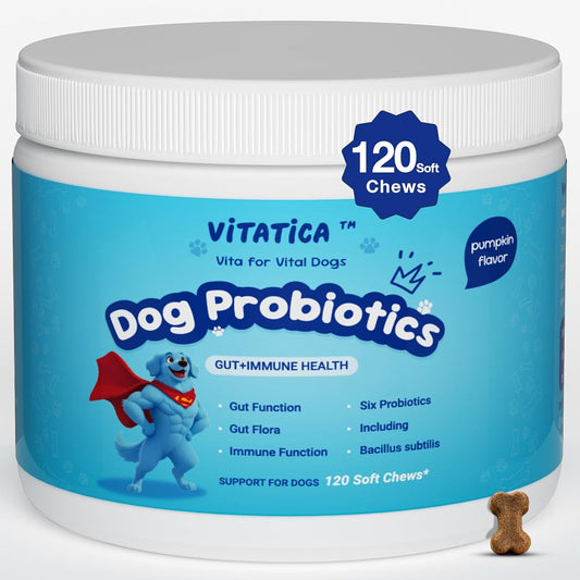 Premium Probiotics for Dogs - All-in-One Daily Supplement | Supports Joint, Heart, Skin, Digestion, Immune System & Liver Health (120 Chews Pumpkin)