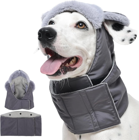 Kuoser Dog Winter Hat & Scarf Set, Pet Winter Warm Hooded Neck Gaiter, Dog Cold Weather Protection Neck Warmer with Fleece Lining