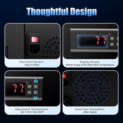 60L/15.85Gal Aquarium Chiller, 200W 110V Water Inline Chiller Cooling Machine with Temperature Probe Line, Fish Tank Cooler for Axolotl Coral Jellyfish