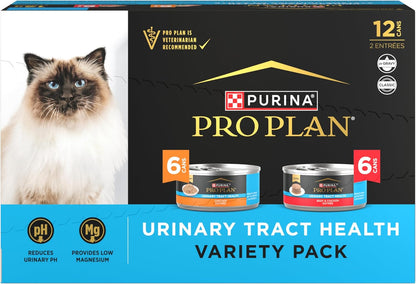 Purina Pro Plan Urinary Tract Wet Cat Food Variety Pack Urinary Tract Health Beef and Chicken Entrees - (Pack of 12) 5.5 oz. Cans