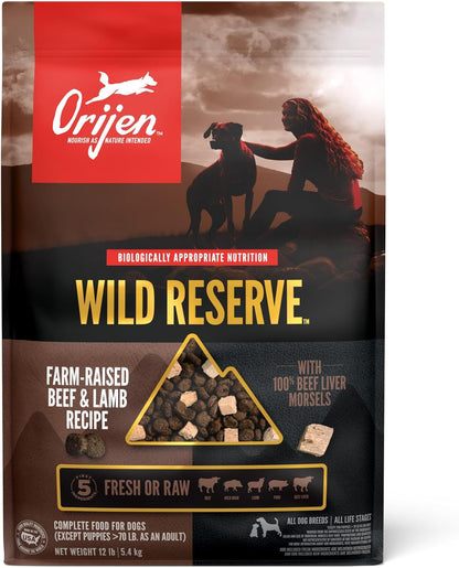ORIJEN Wild Reserve Dry Dog Food Farm-Raised Beef & Lamb Recipe 12lb Bag