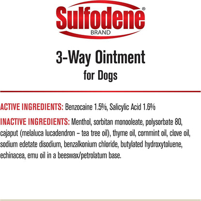 Sulfodene Dog Wound Care 3-Way Ointment, Relieves Pain & Prevents Infection For Dog Cuts, Scrapes, Bites and Injuries, 2 Ounce