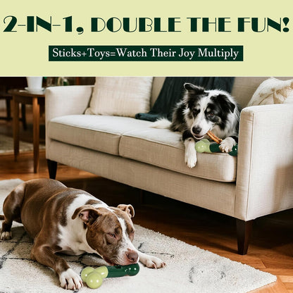 Apasiri Bully Stick Holder for Aggressive Chewers: Indestructible Dog Toy Prevents Choking No More Swallowed Ends, Bacon Flavored Nylon Tough Chew Toy to Keep Them Busy Medium/Large Dogs, Green