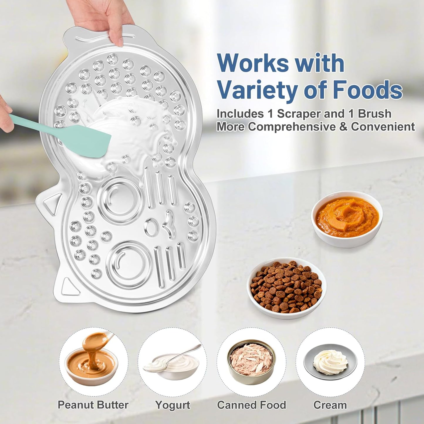 Stainless Steel Lick Mat for Dogs & Cats, Pet-Shaped Slow Feeder Pad, Chew-Proof, Non-Slip Large Licking Mat for Slow Eating, Stress Relief, Whisker Friendly for Cats