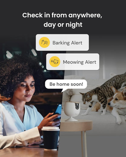 Furbo Mini Pet Camera: Security Cam w/Barking/Meowing Alerts, Cat or Dog Tracking w/Phone App, Smart Home Indoor Monitoring, 2-Way Speaker. No Subscription Needed. Standard See, Talk & Toss Features