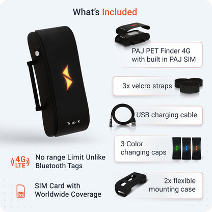 PAJ GPS Dog Tracker - 4G Real-Time Tracking & Runaway Alerts - Waterproof, Long-Range, Smart App Monitor Health & Activity - Fits Any Collar, Mini Device Navigator Chip - Subscription Required - Black