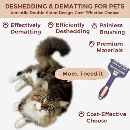 Undercoat Rake for Long-Haired Dogs and Cats, pet grooming brush with 9/17 teeth for Medium to Large Double-Coated Pets, Removes Loose Hair and Combats Shedding