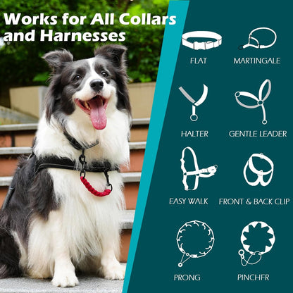 PetBonus Heavy Duty Tactical Dog Leash, 5 FT Bungee Shock Absorption Leash and Dog Collar Safety Clip