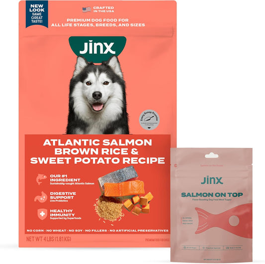 Jinx Premium Dog Food Bundle - 4lb Salmon Dry Dog Food & Freeze-Dried Salmon Food Toppers (3oz)