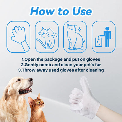 WGP Pet Glove Wipes for Dogs Cats, Cleaning & Deodorizing Grooming Gloves, Dog Wipes for Body Daily Care, Cat Grooming Wipes Cleaning Fur Traveling Rinse Free, Odorless and Unscented, 3pack/18pcs