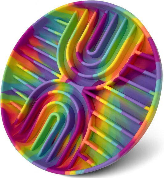 Slow Feeder Dog Bowls, Dishwasher Safe, Non-Slip Base, BPA-Free Slow Eating Dog Bowl (Rainbow, 1-Pack)