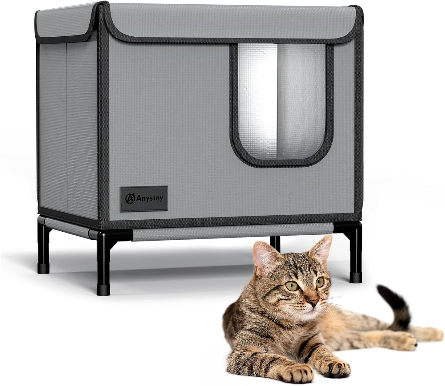 Outdoor Cat House for Winter-Weatherproof Stray Cats Shelter with Thermal Aluminum Foil for Outside