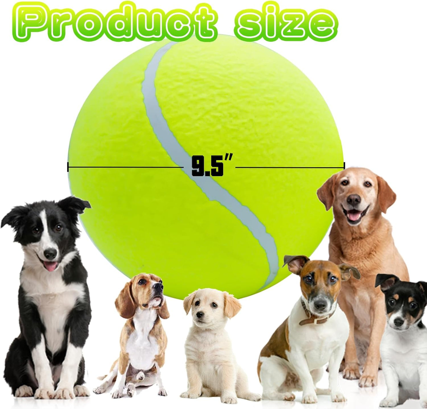 Big Tennis Ball for Dogs, Giant Dog Tennis Ball Toy Large Outdoor Sports Gift for Small Medium Large Dog (Yellow, 9.5 inch)