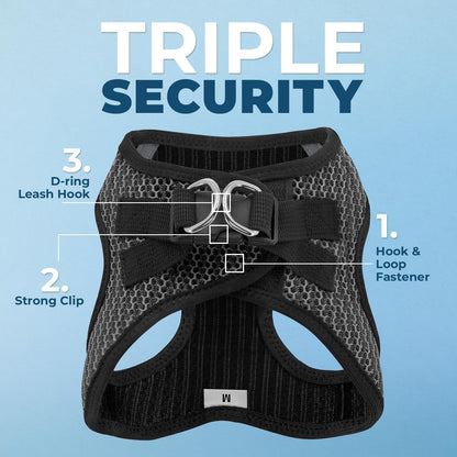 Best Pet Supplies Voyager Step-in Air All Weather Mesh Harness and Reflective Dog 5ft Leash Combo with Neoprene Handle, for Small, Medium and Large Breed Puppies - Set (Gray 2-Tone), Small