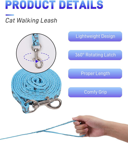 3 Pack Cat Leash and Harness Set, Lightweight Adjustable Collar Escape Proof for Cats