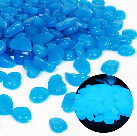 Oubest Fish Tank Rocks Glow in The Dark Pebbles for Garden Aquarium Plant PotsBonsai Walkway Driveway 100pcs Blue