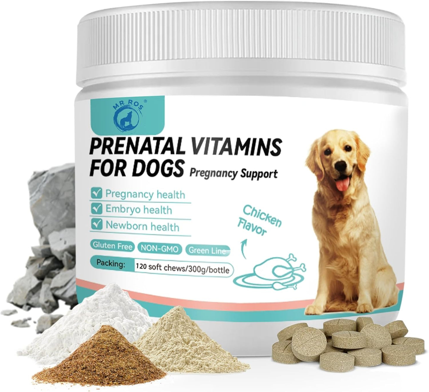 Dog Vitamins and Supplements - Chewable Dog Prenatal Vitamins for Large and Small Breed - Multivitamin Supplement for Health Support and Development - 120 Soft Chews