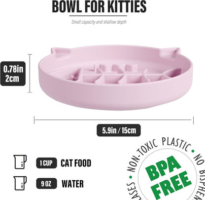 Silicone Cat Slow Feeder,Slow Feeder Cat Bowl Wet Food with Suction Cups，Puzzle Feeder Cat,Cat Interactive Toys,Effectively Reduce Overeating in Kitty (Pink, 1 Cup)