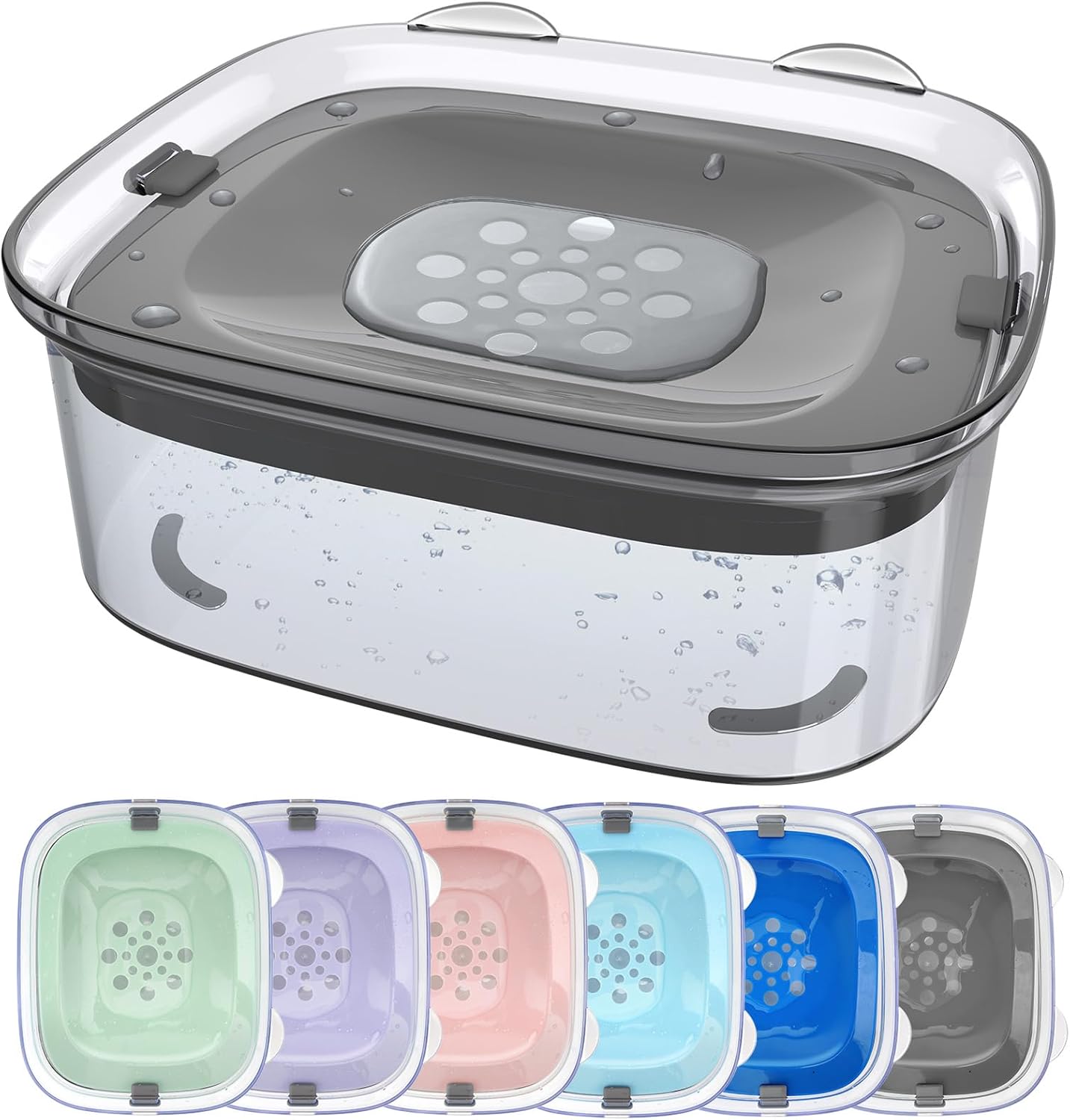 AONKEY 3L Dog Water Bowl No Spill, 101oz Large Spill Proof Dog Bowl Reduce Refill, Anti Splash No Mess Dispenser Dripless Slow Drinking Water Bowl for Sloppy Messy Drinkers (Gray)