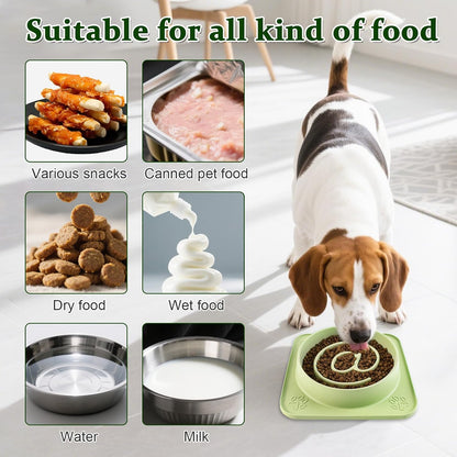 Slow Feeder Dog Bowls,Anti-Choking Silicone Puzzle Dog Food Bowl with Non-Slip Suction Cups,Slow Feeder Promotes Healthy Slow Eating,Ideal for Large Medium Small Dogs & Cats,Dishwasher Microwave Safe