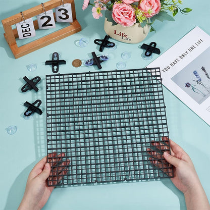 BENECREAT 8 Pcs Plastic Fish Tank Divider with 16 Suction Cups, 11.7x11.7 Inch Aquarium Isolation Grid Board for Separating Different Fish, Black