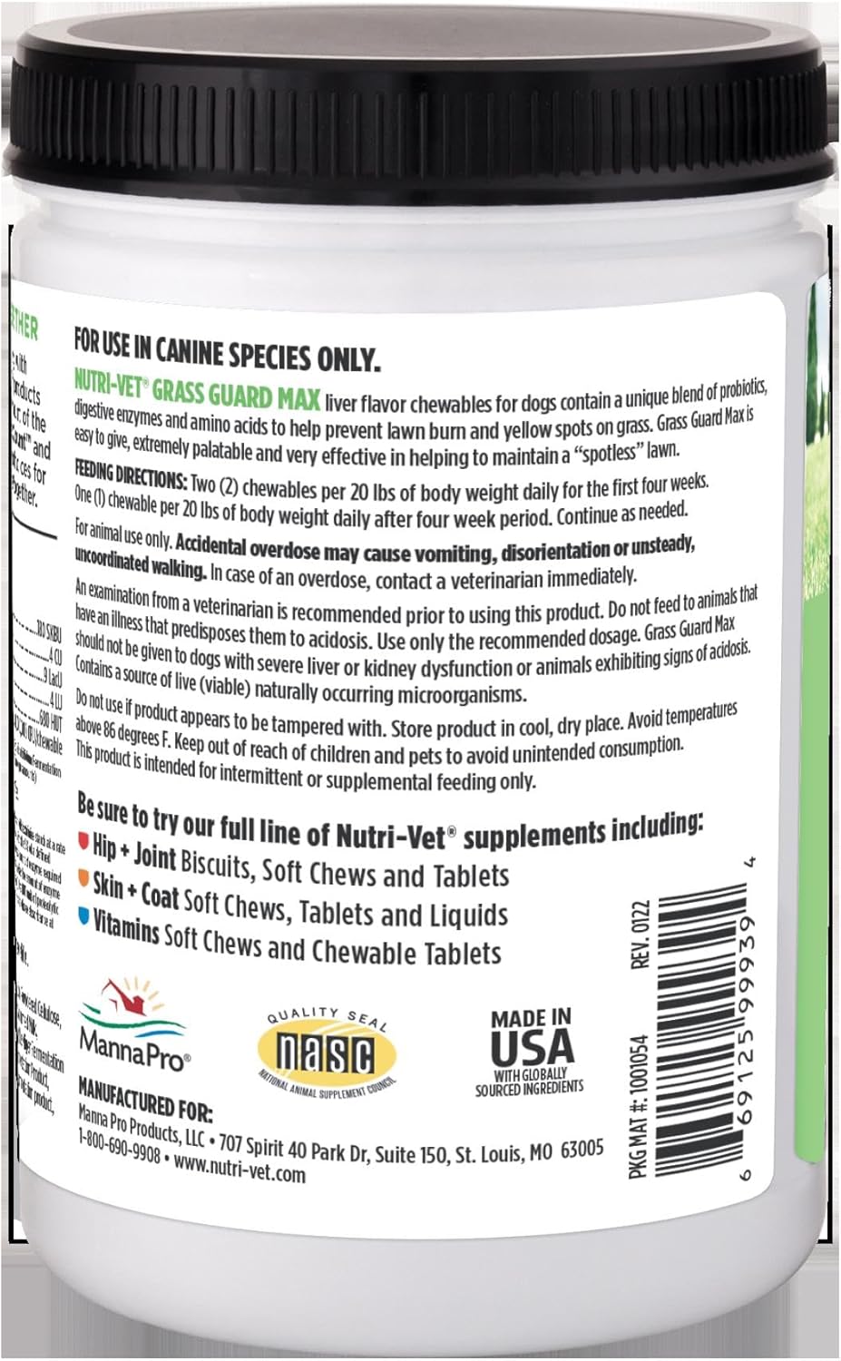 Nutri-Vet Grass Guard Chewables for Dogs, Prevents Lawn Burn from Dog Urine, Protects Grass, and Supports Digestive Health, 365 Count