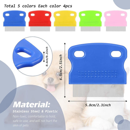 20 Pieces Tear Stain Remover Comb Dog Flea Comb Pet Grooming Stainless Steel Teeth with Plastic Handle for Medium and Small Dogs Cats Removing Flea Dandruff Flakes and Stains