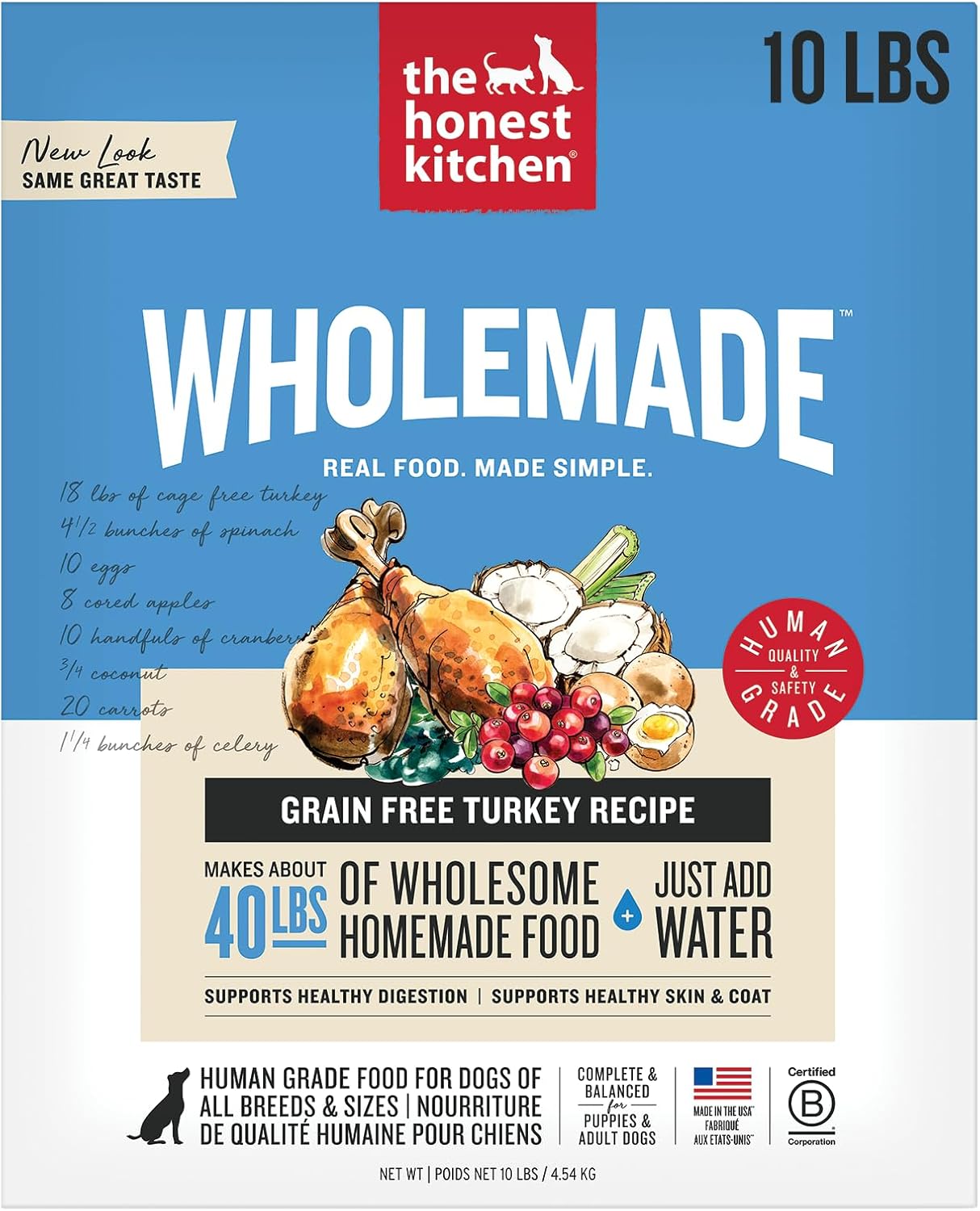 The Honest Kitchen Wholemade™ Dehydrated Grain Free Turkey Dog Food, 10 lb Box