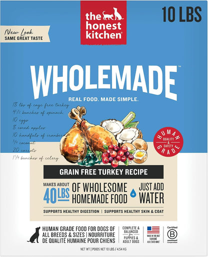 The Honest Kitchen Wholemade™ Dehydrated Grain Free Turkey Dog Food, 10 lb Box