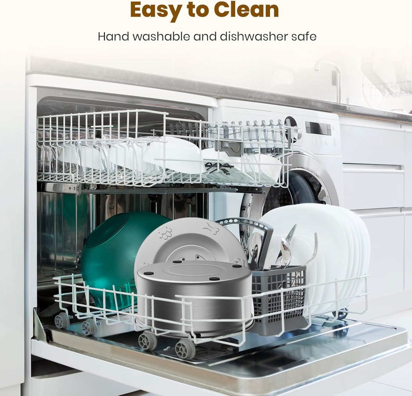 Dog Water Bowl 3L/101oz Stainless Steel No Spill Water Bowl for Dogs Spill Proof Slow Drinking Dog Water Feeder with Anti-Slip for Medium to Large Messy Drinkers