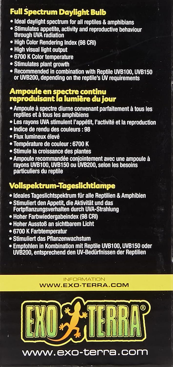 Exo Terra Repti-Glo 2.0 Compact Fluorescent Full Spectrum Terrarium Lamp, 13-Watt (Natural Light)