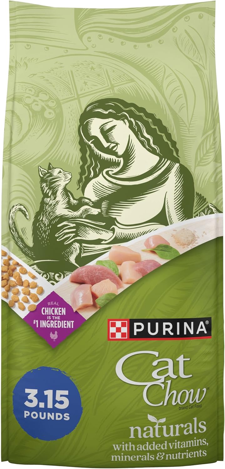 Purina Cat Chow Hairball, Healthy Weight, Indoor, Natural Dry Cat Food, Naturals Indoor - (Pack of 4) 3.15 lb. Bags