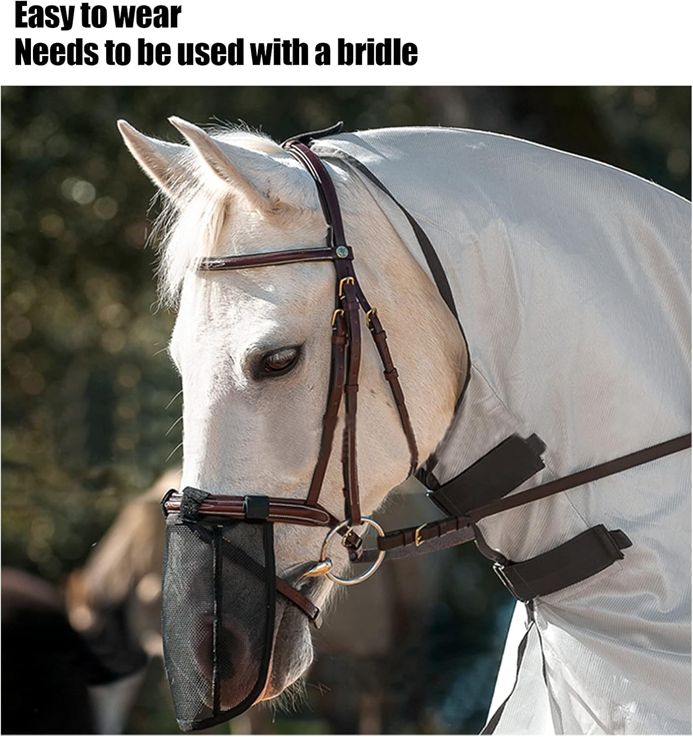 Horse Nose Cover, Breathable Teslin Fly Mask for Horses Face and Nose Protect, Comfortable Elastic Nose Net for Riding, Training and Competitions