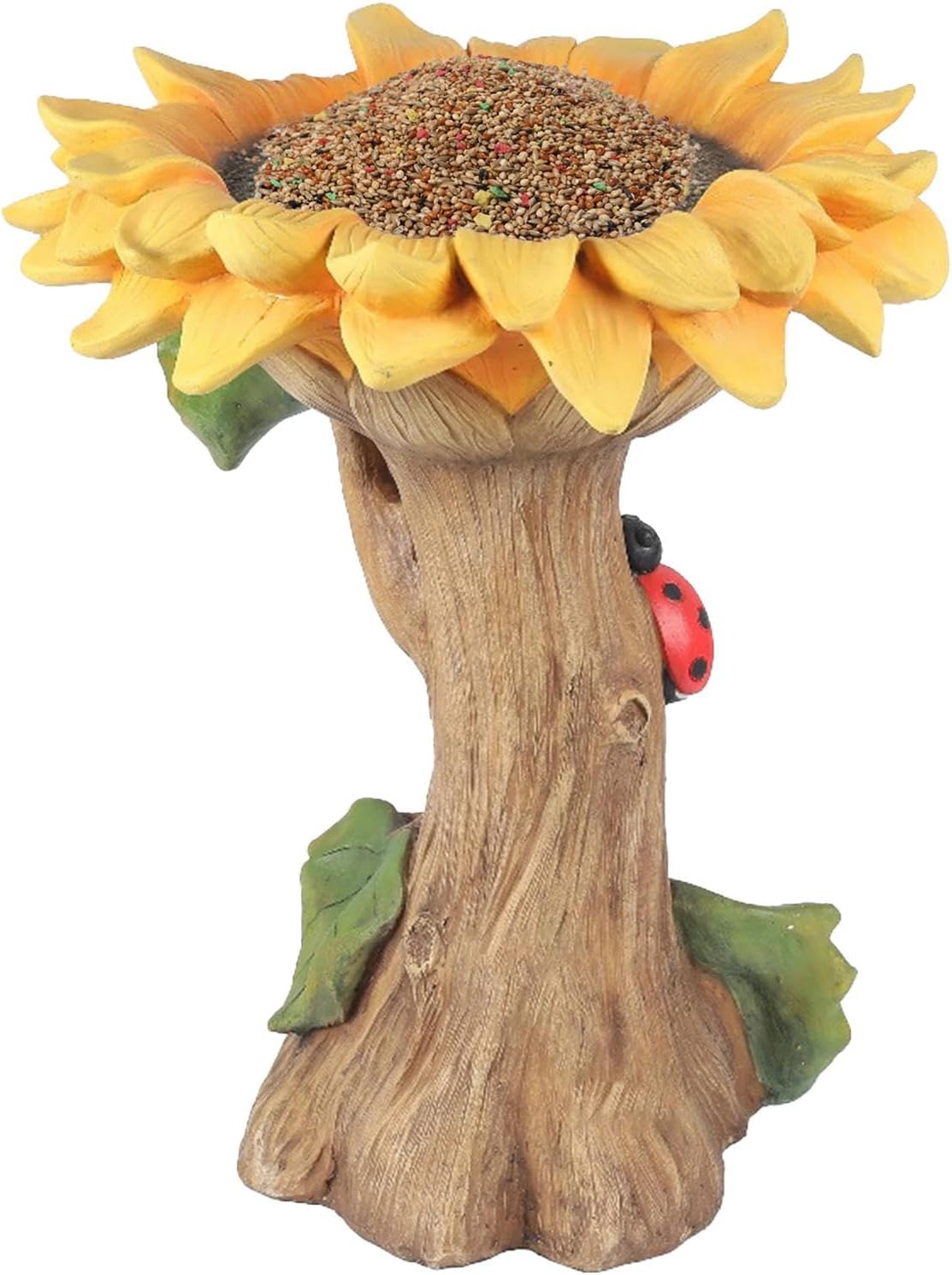 Sunflower Polyresin Bird Bath, Sunflower Resin Bird Bath | Outdoor Sunflower Resin Bird Bath with Ladybird Detail,Wild Bird Feeder