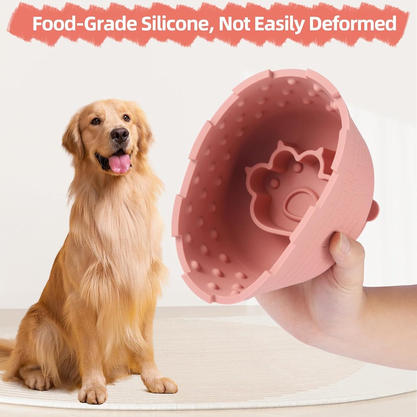 Dog Slow Feeder Lick Bowl-Anxiety Relief Dog Licking Mat Treat Dispenser with Bottom Suction for Small Medium and Large Breed Dogs, BPA Free Silicone