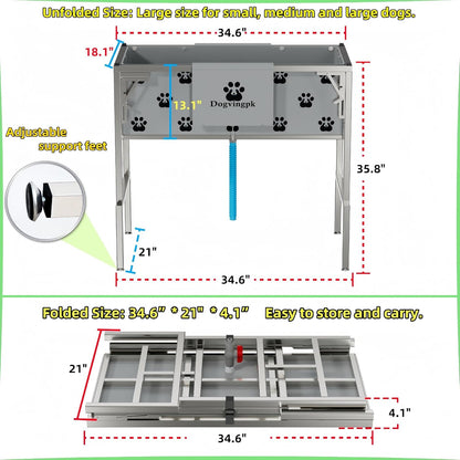 Foldable Elevated Dog Bathtub with Drain 300 lb Capacity Portable Pet Shower Wash Station for Bathing Grooming Small Medium and Large Dogs, and Indoor Outdoor Use (1 PVC-TUB-L)