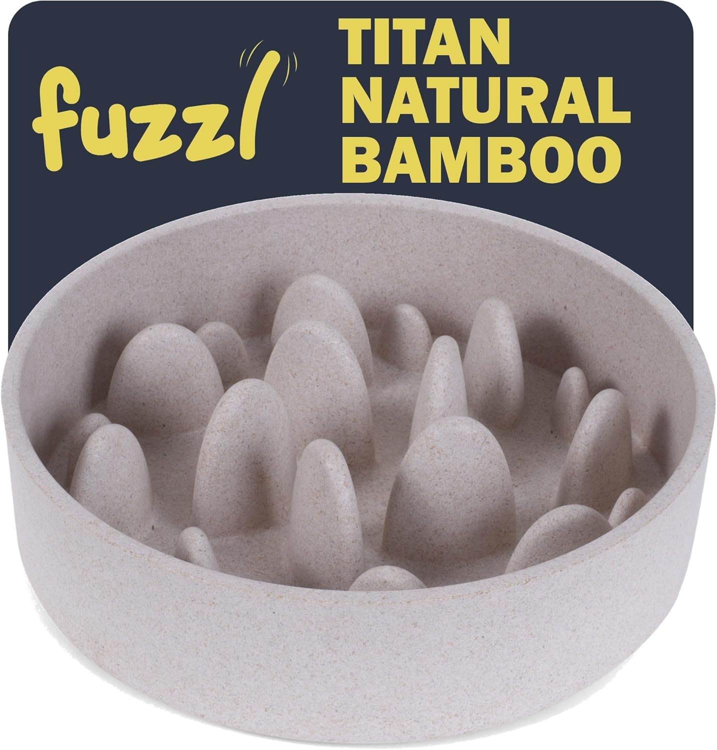 Titan Bamboo Slow Feeder Dog Bowl Large with Ultra Grip Rubber Base Pet Bowl 8 Inch