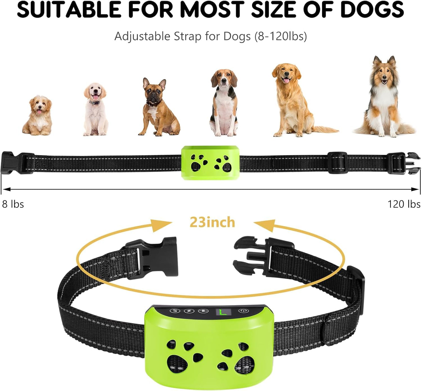 Dog Bark Collar, Svtrat Smart Bark Collar for Small Medium Large Dogs Anti Bark Collars with 4 Training Modes and 7 Level Sensitivity, Barking Collar