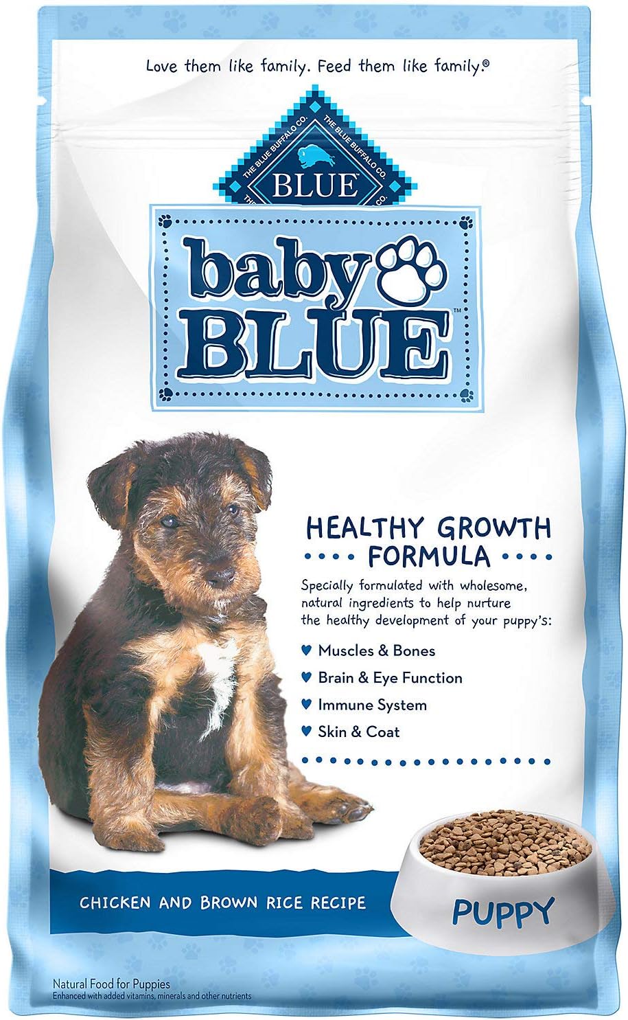 Blue Buffalo Baby Blue Natural Dry Food for Puppies, Healthy Growth Formula with DHA, Savory Chicken Recipe, 4-lb Bag